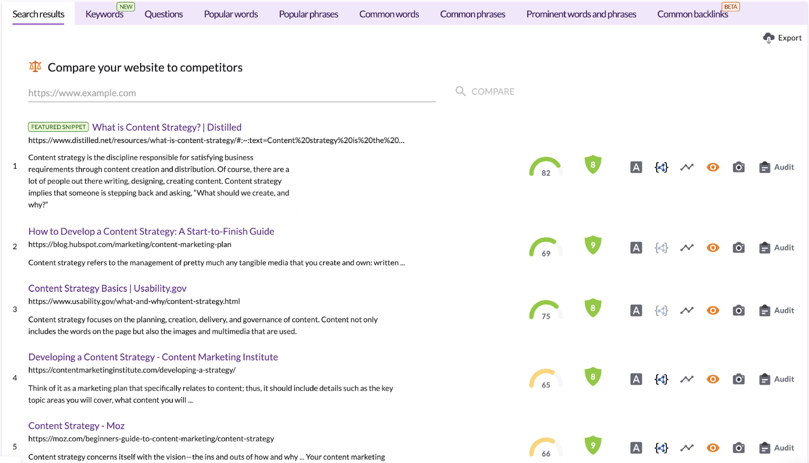 Content Score and Domain Score in SERP Analyzer