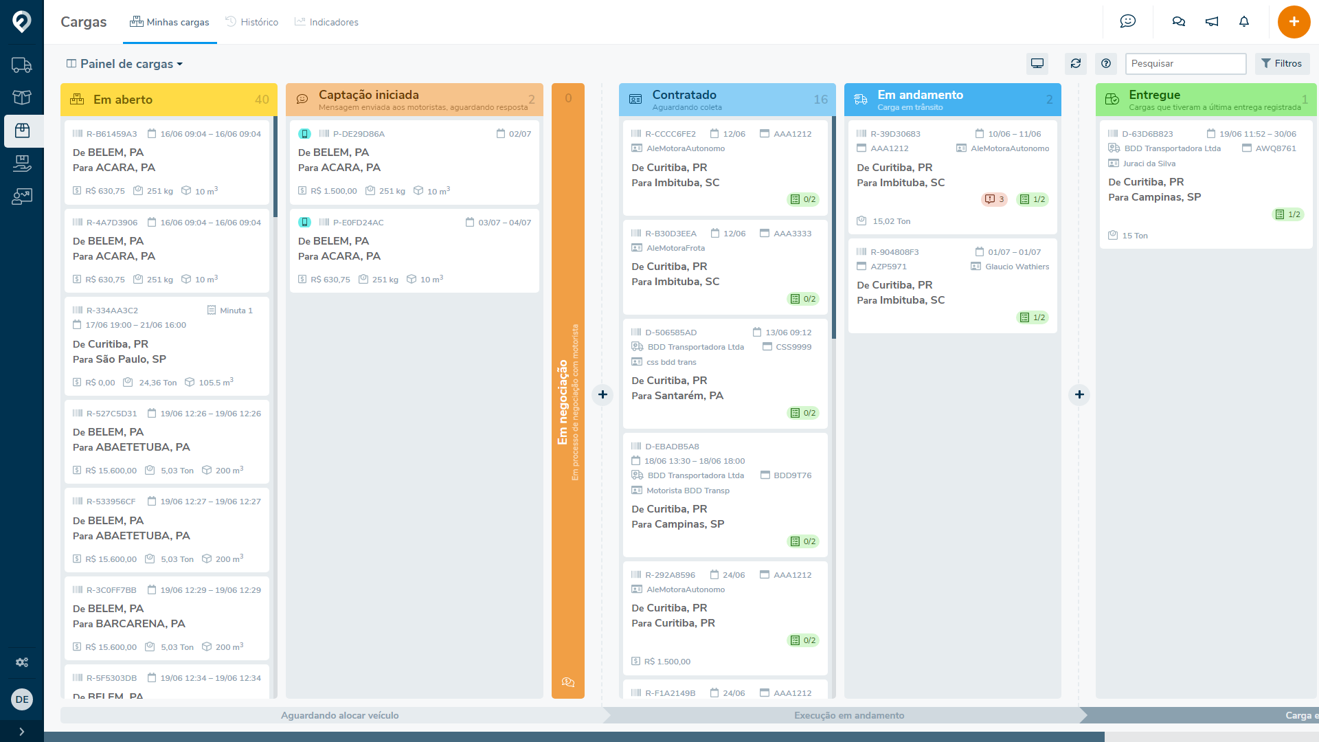 Painel Kanban Logistica