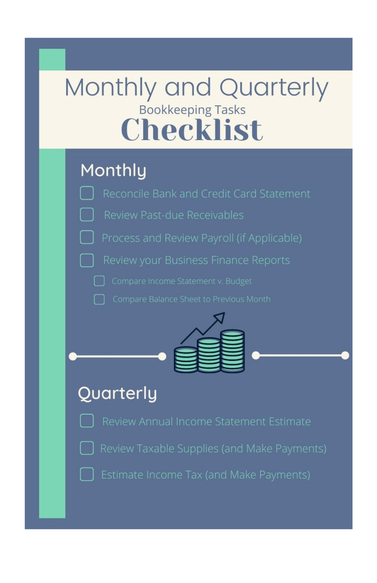 Monthly and Quarterly Bookkeeping Tasks Checklist