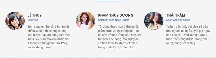 Khách hàng đánh giá thuốc giảm cân Juicy Slim