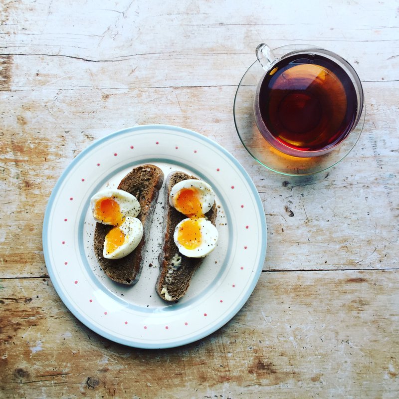A rare quiet cooked lunch - my favourite - soft boiled eggs on rye toast with the most amazing candy apple black tea - a perfect autumn lunch.