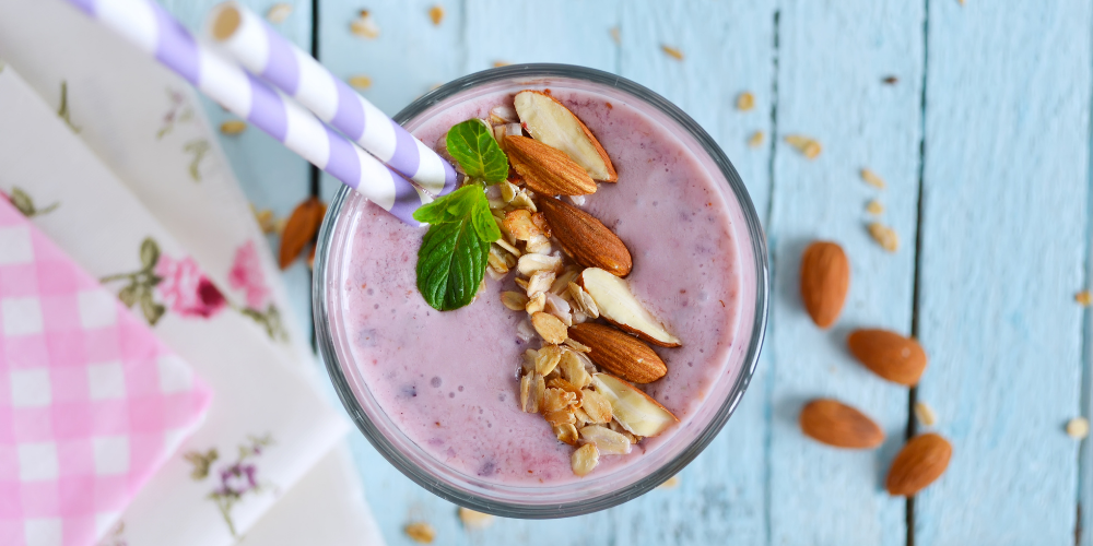 A Photo Of Blueberry and Almond Butter Smoothie