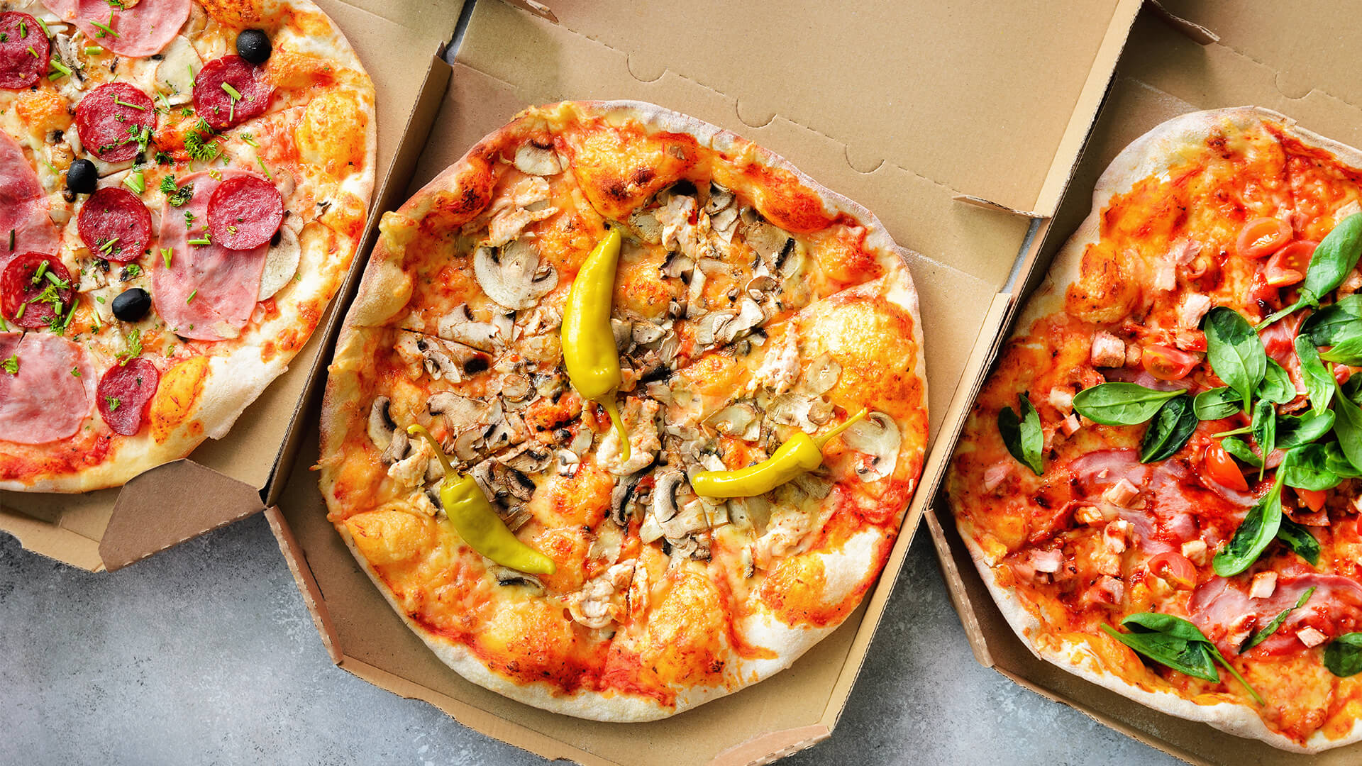 Fresh pizza in a box