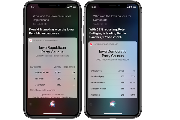 Apple Siri Election Updates