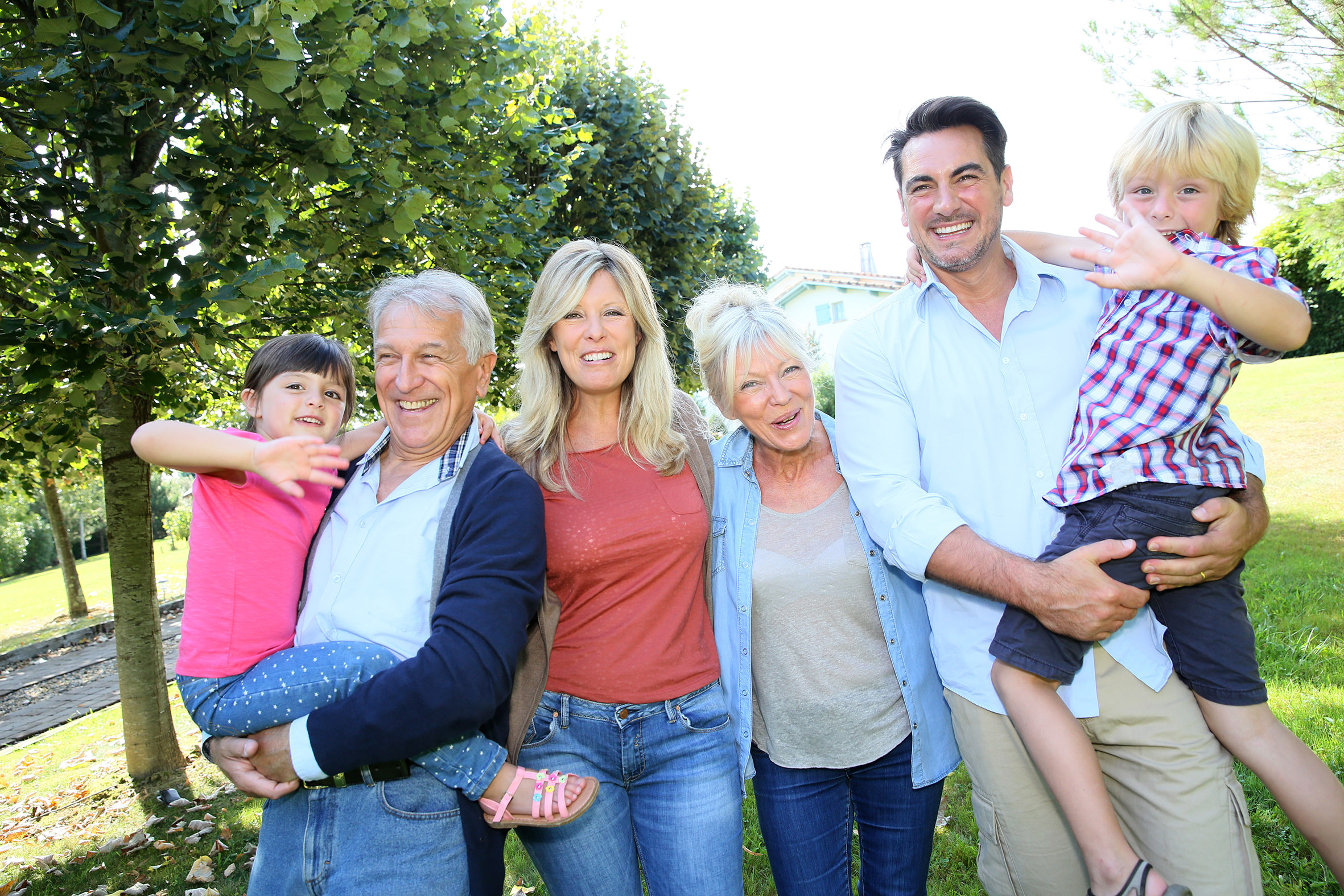 A three-generation family.
