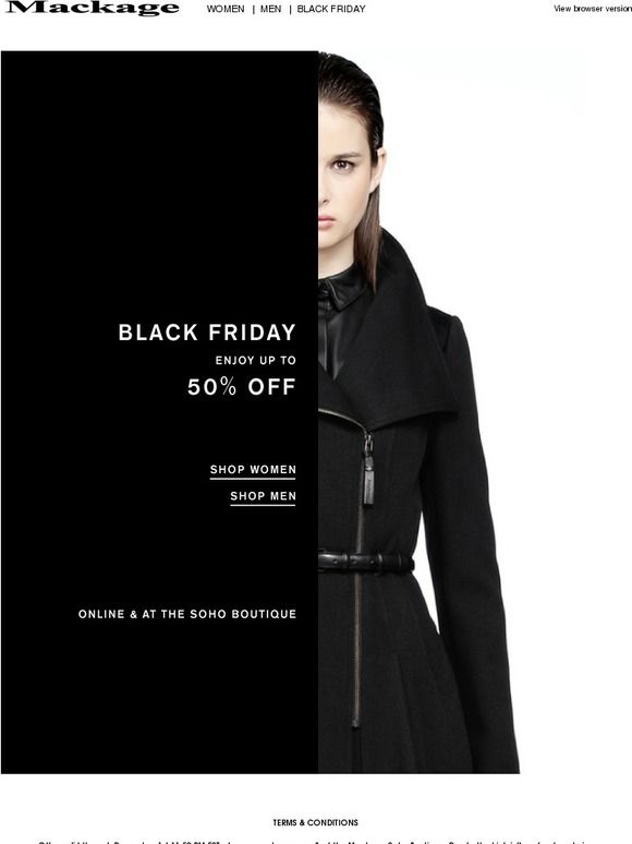 Mackage Black Friday Campaign