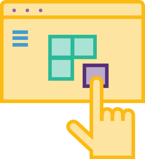 Interaction Design Icon: Screen with hand cursor