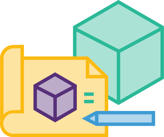 Product Design Icon: Pencil drawing isometric box