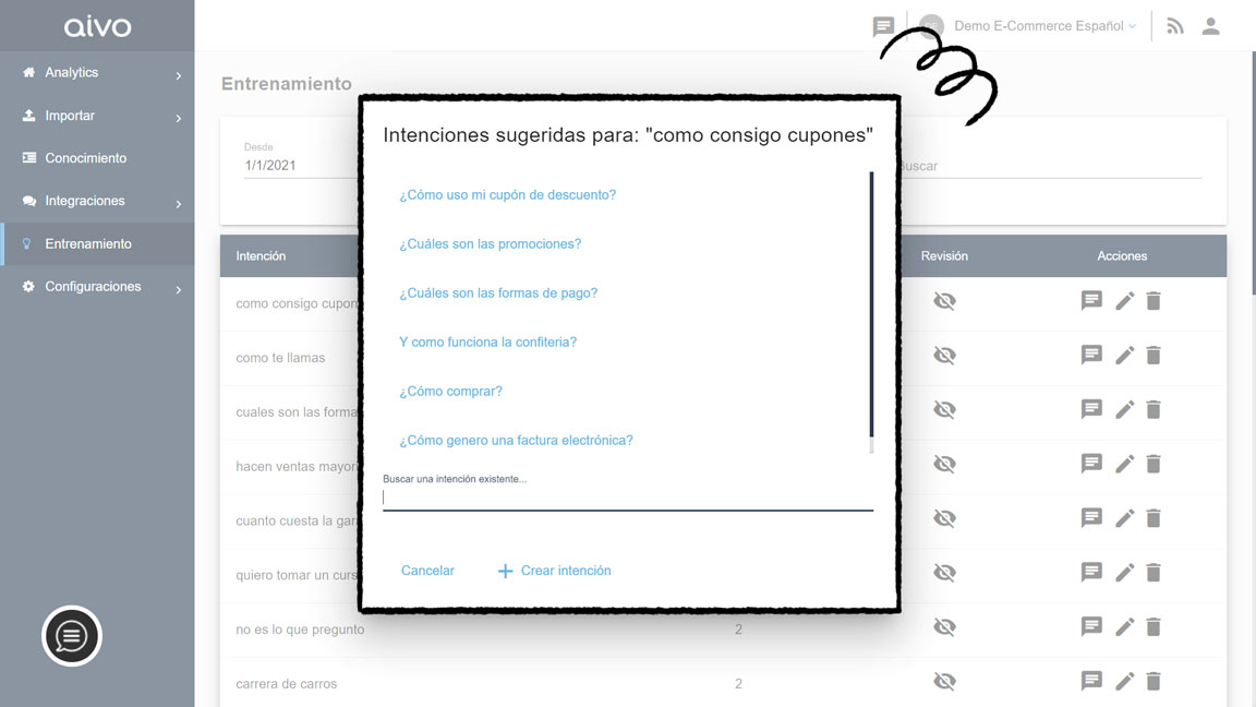 Sección de formación de bots