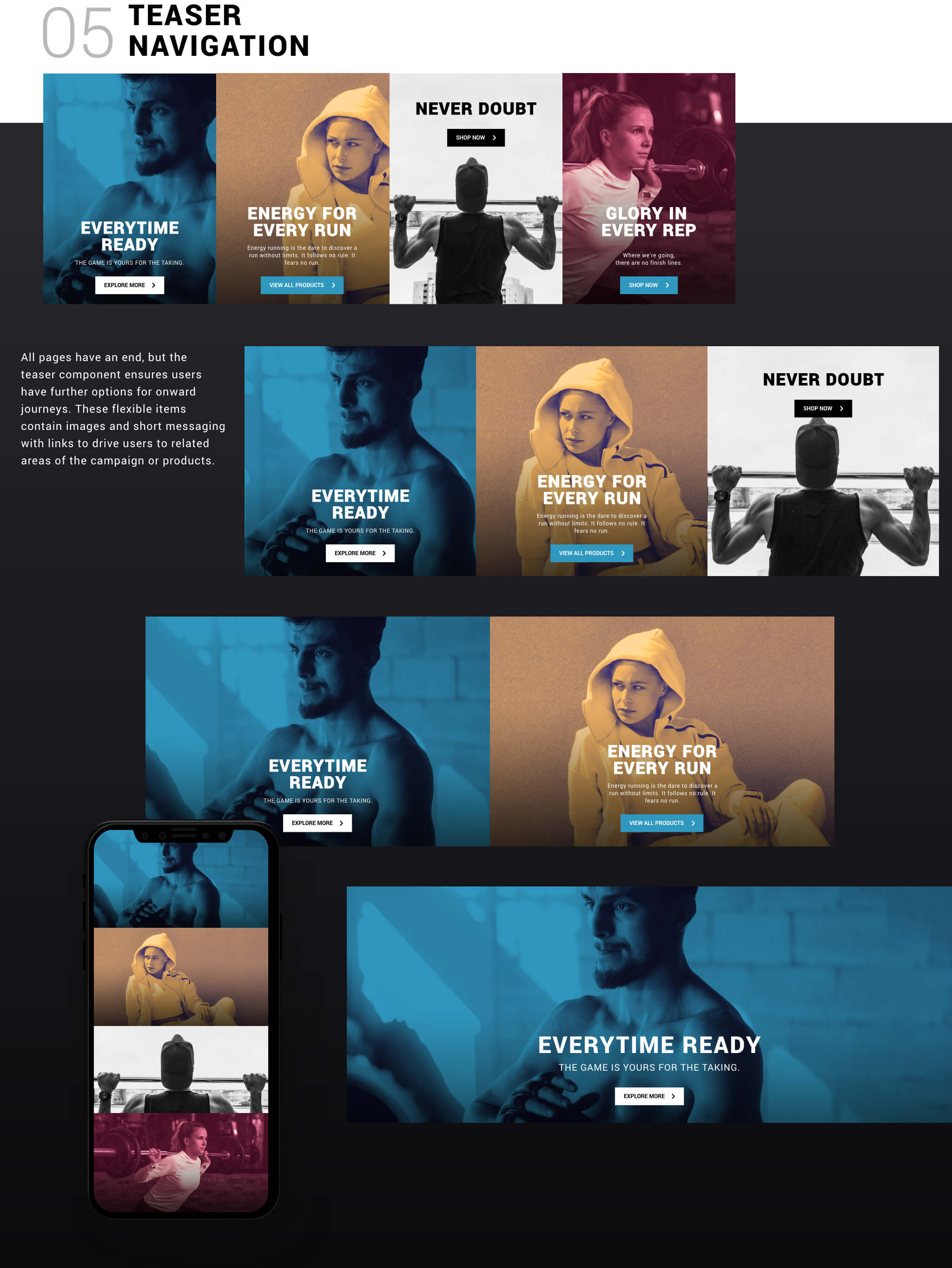 Train like an Athlete different teaser design styles