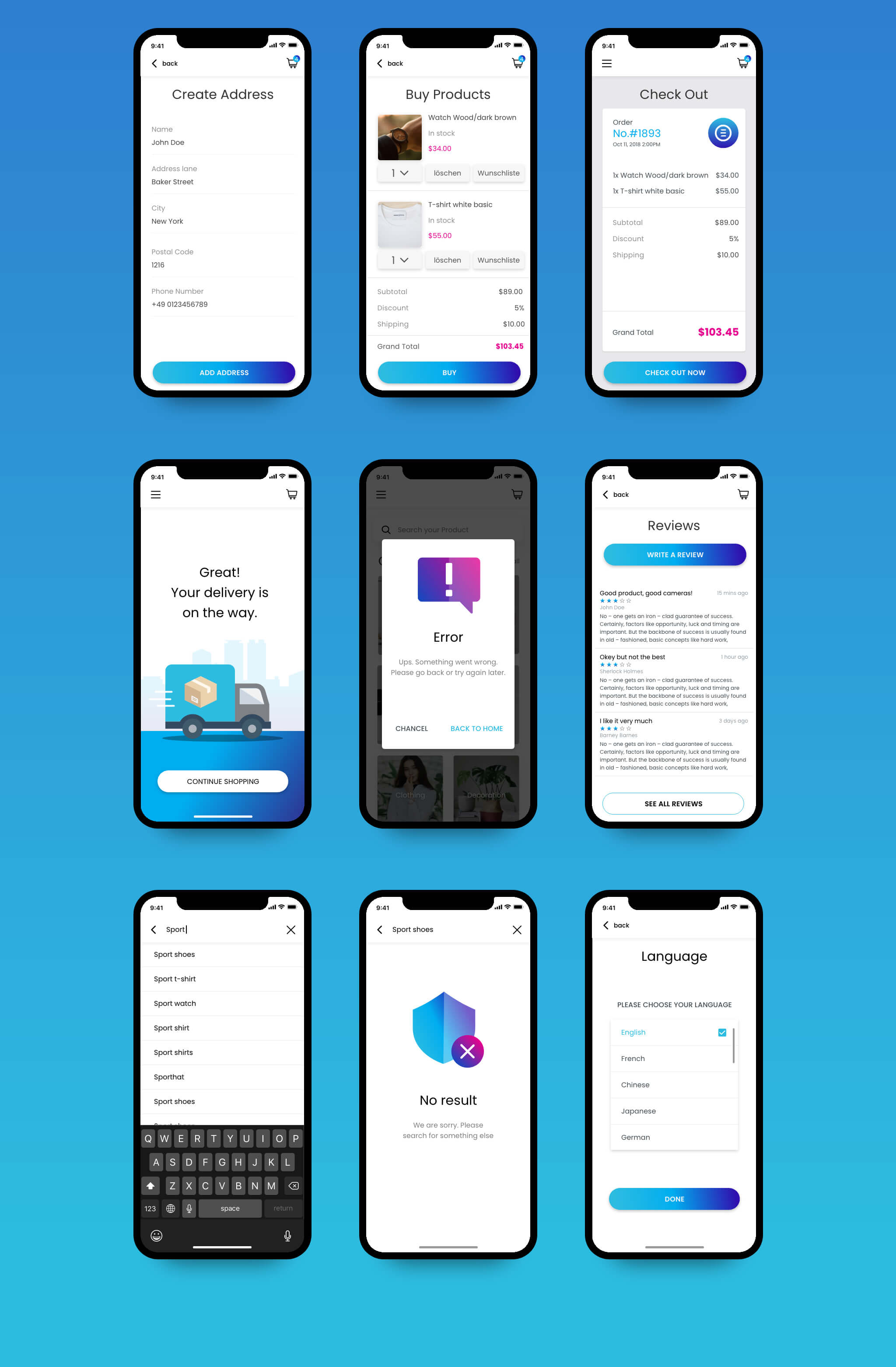 Preview of the App Design Screens