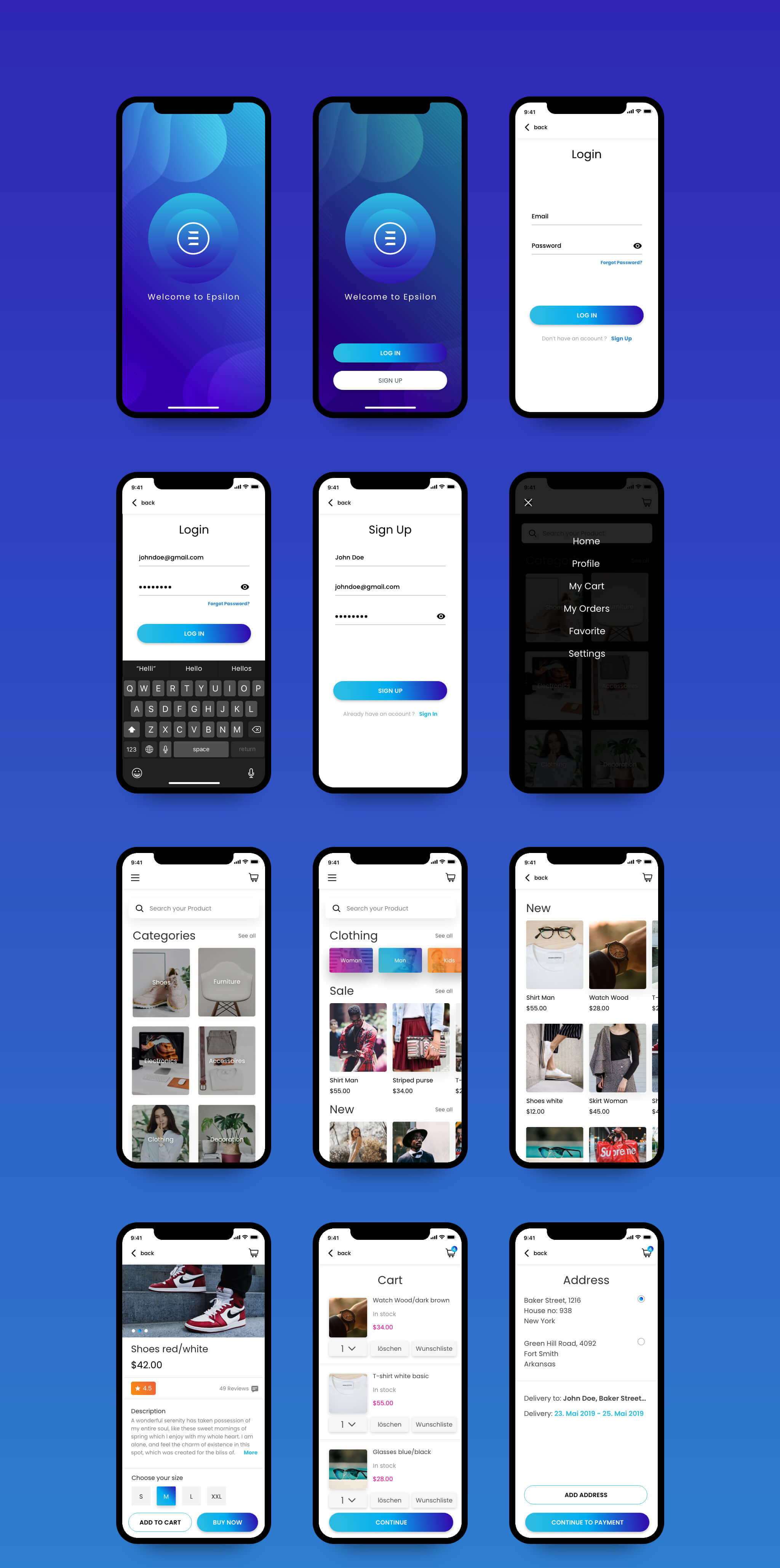 Preview of the App Design Screens