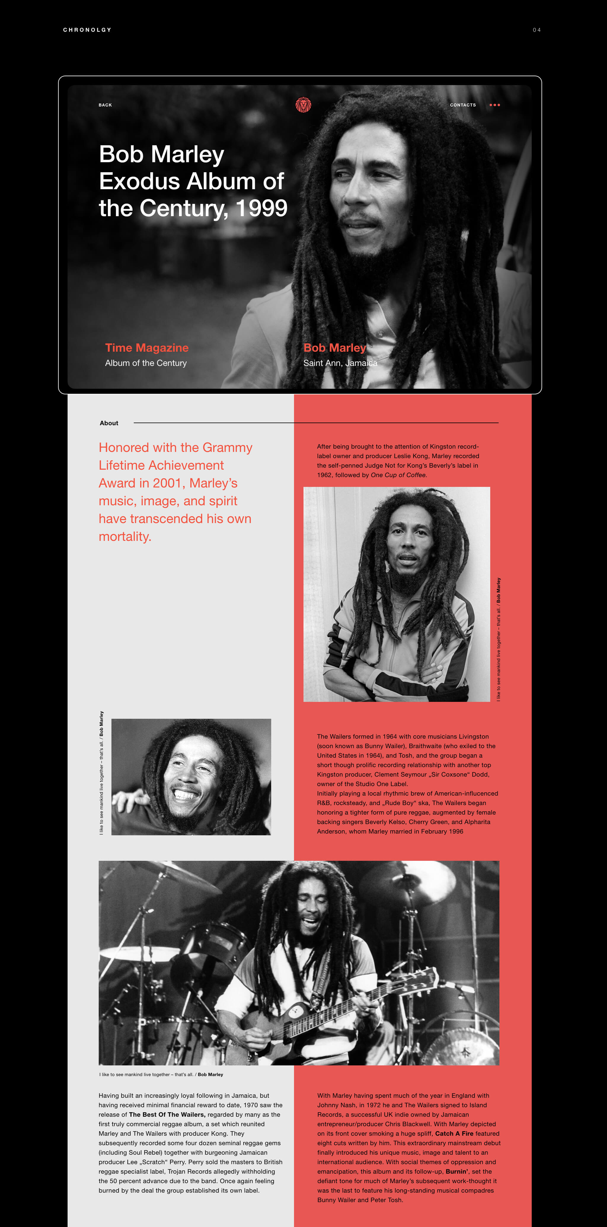 Subpage Webdesign Bob Marley