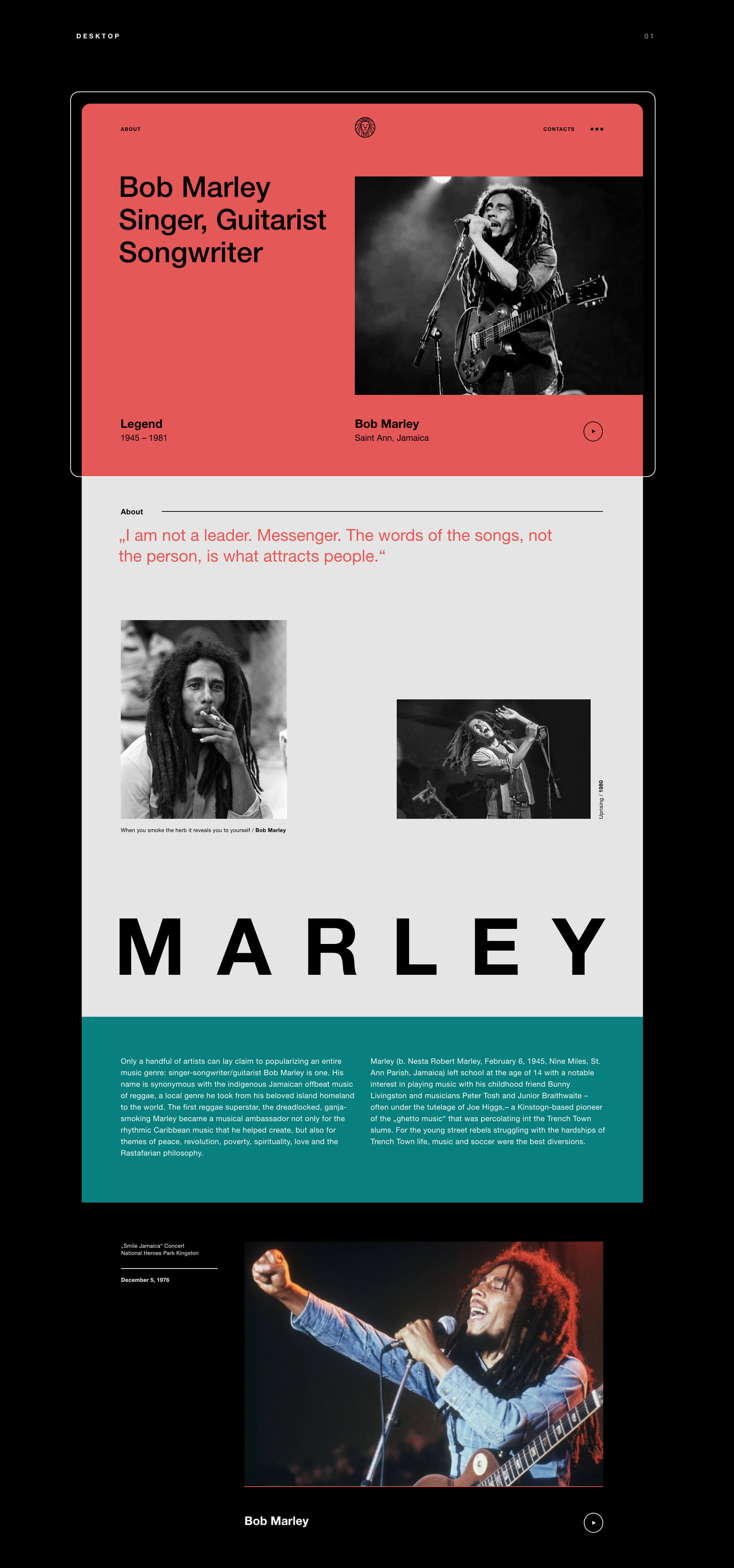 Bob Marley Webdesign Concept