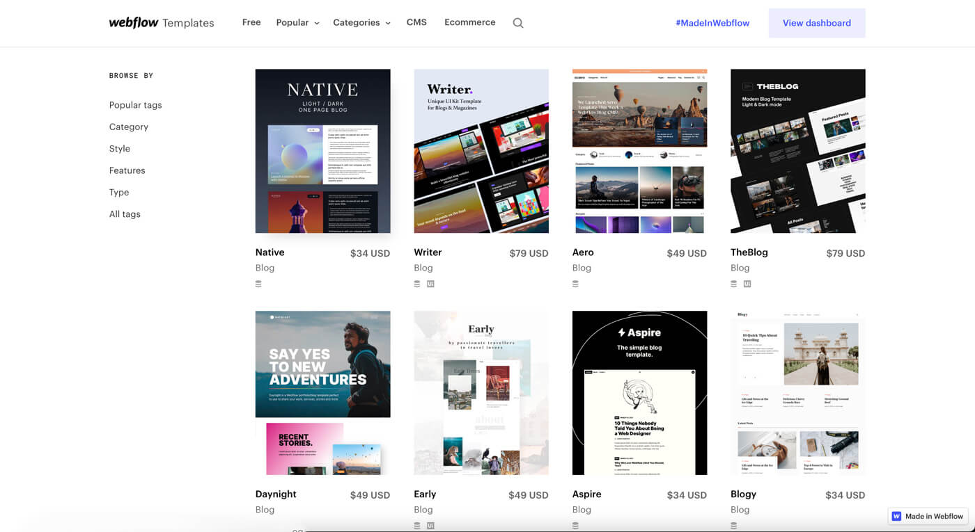 Website Screenshot of Webflow Templates
