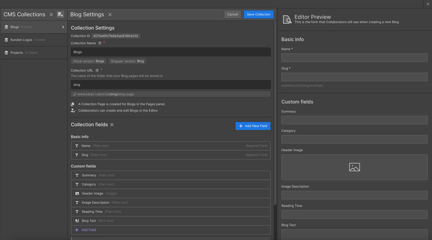 Website Screenshot of Webflow CMS-Collection