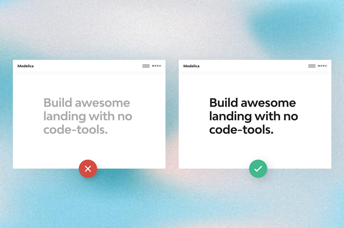 Contrast comparison of 2 fonts.