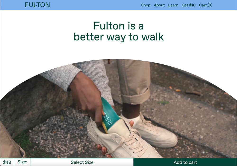 Webdesign Beispiel Fulton Schuheinlagen.