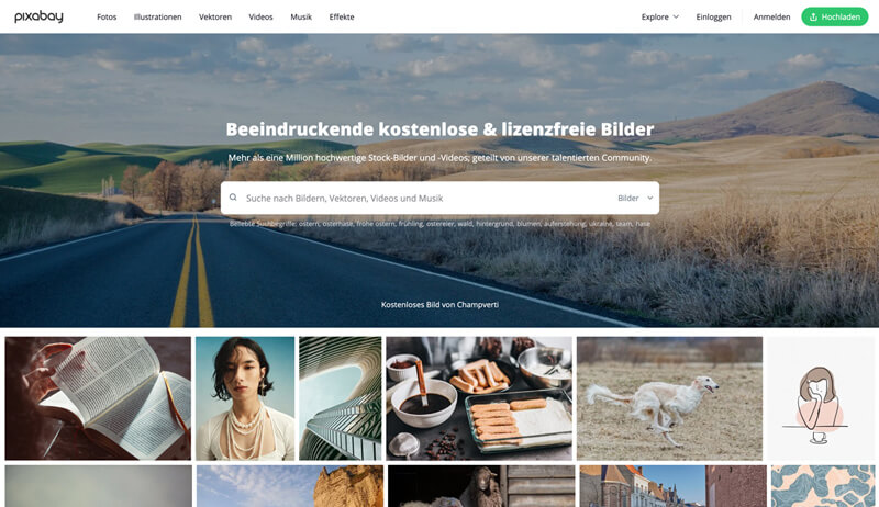 Pixabay Website Vorschau.