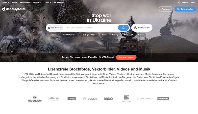 Despositphotos Website Vorschau.