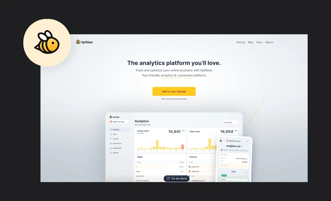 Analytics Tool splitbee.