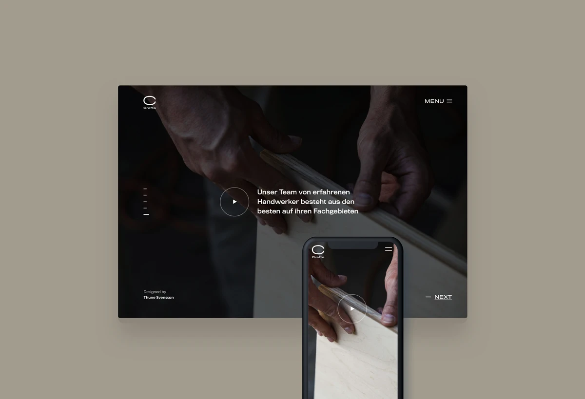 Screendesign einer Teamseite für ein Handwerksunternehmen.