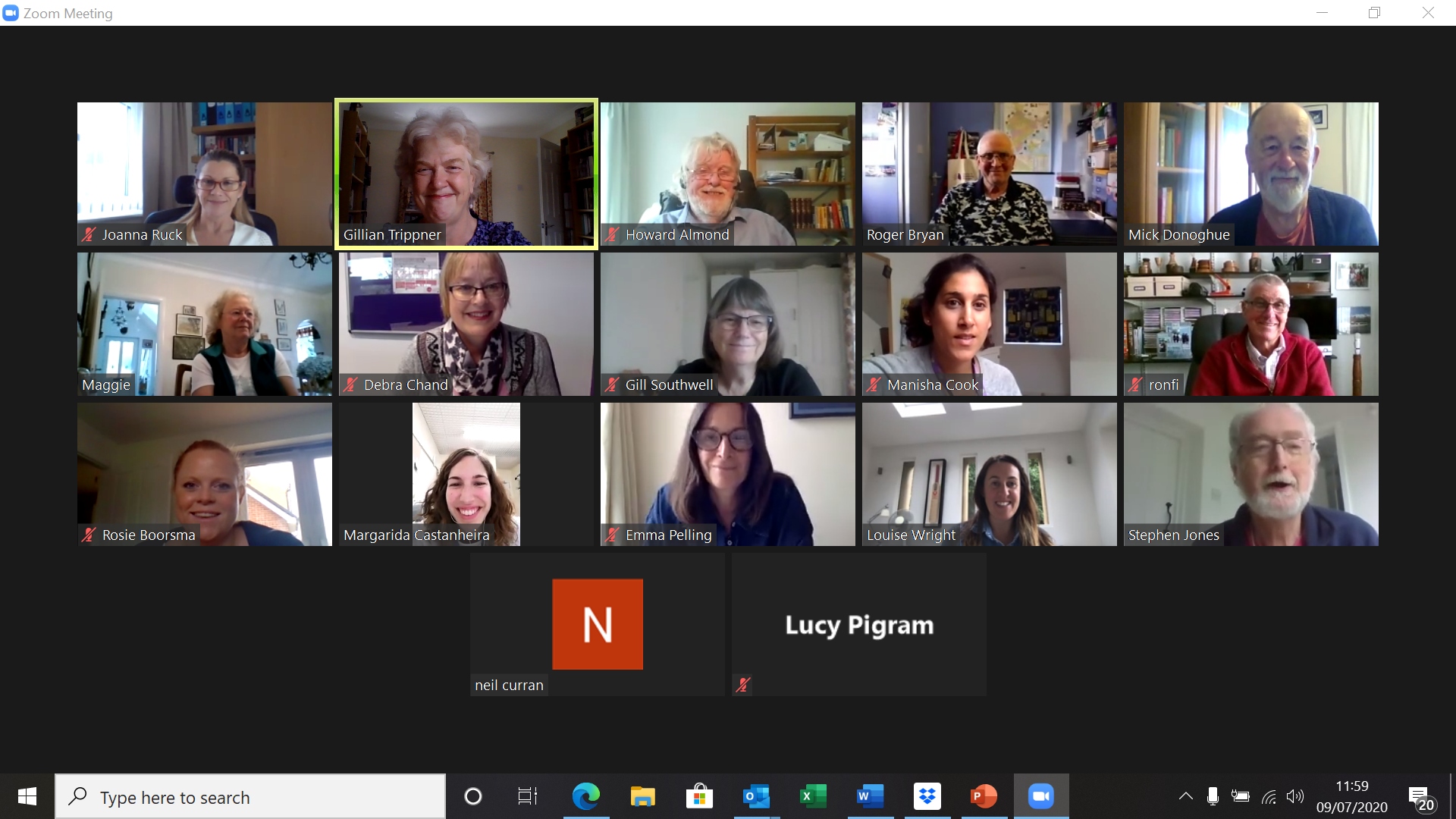 Screenshot of APF Regional Support Group Leaders Zoom Meeting 09/07/2020