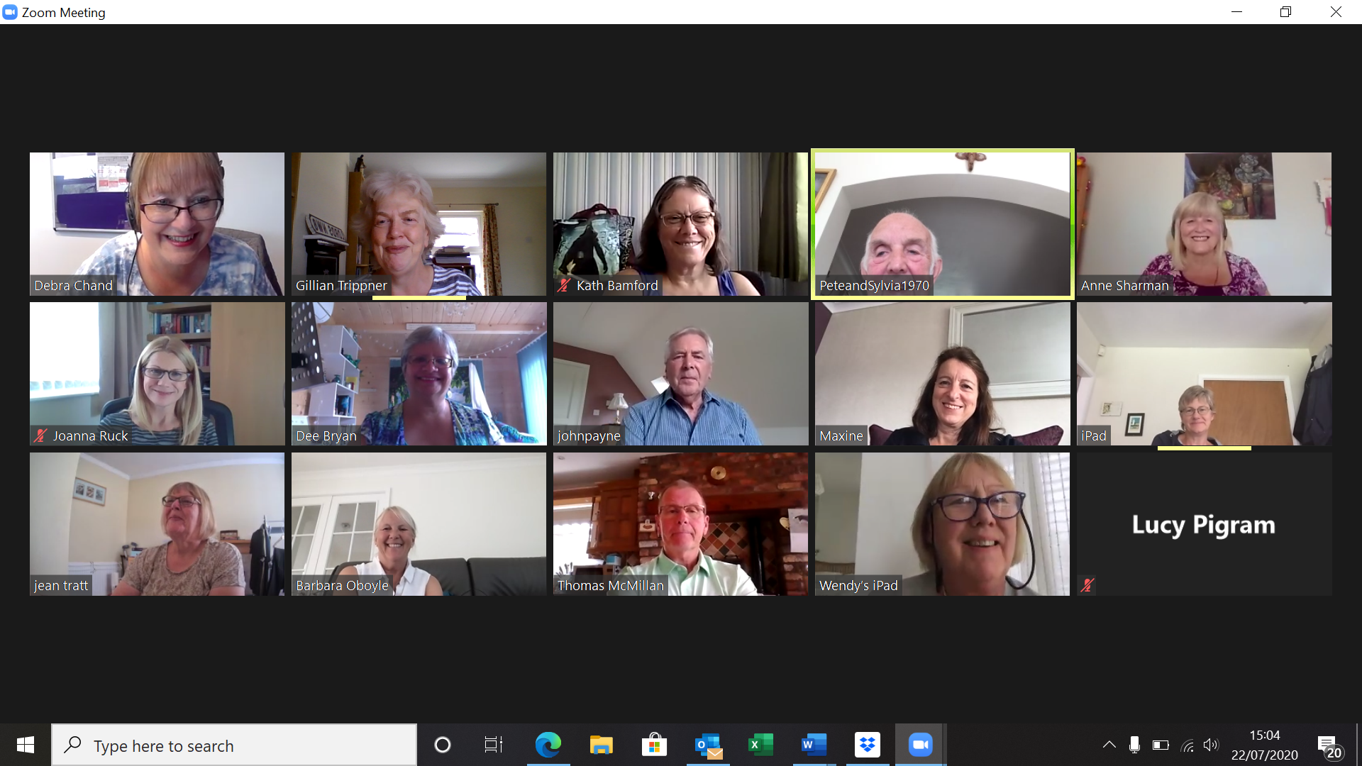 Screenshot of carers focus group, 22 July 2020