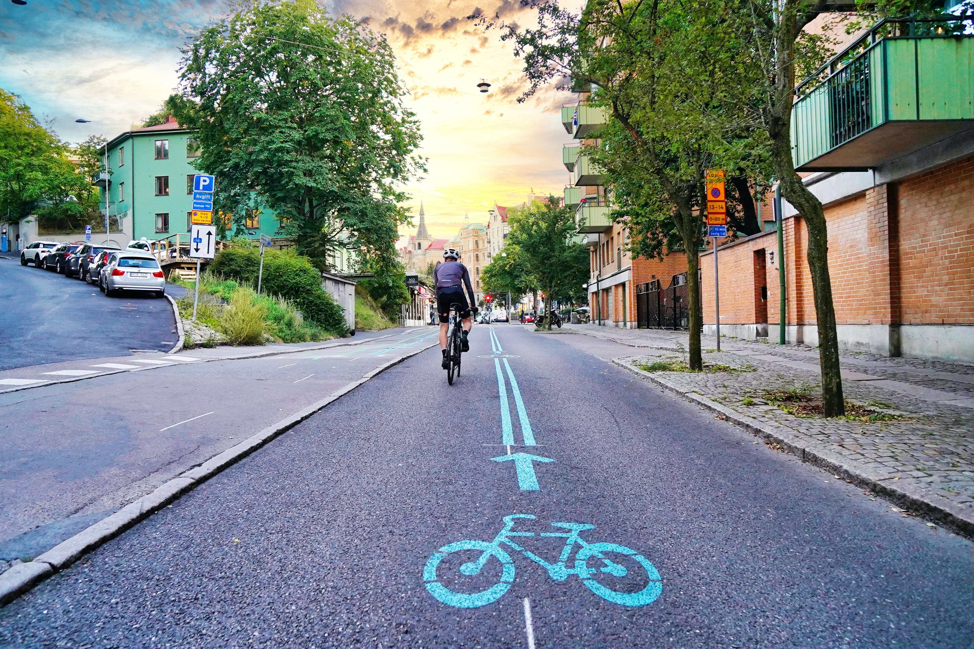 Cyclist on cycling lane