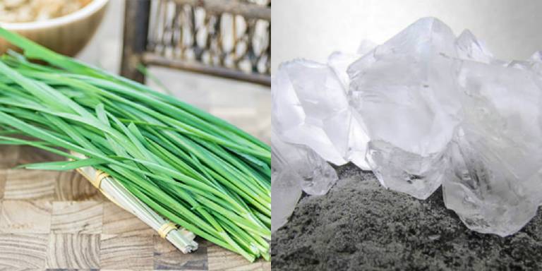 chữa viêm tai giựa bằng phèn chua và lá hẹ