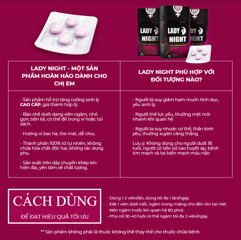 Thành phần có trong viên ngậm Lady Night