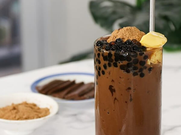 Thành phẩm milo dầm bánh flan