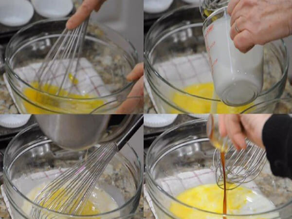 Trộn bột bánh muffin chuối