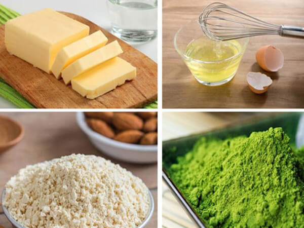 Nguyên vật liệu làm bánh muffin trà xanh