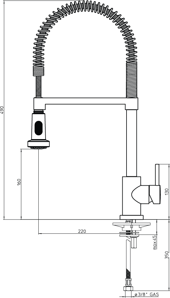 TA7181 Professional Flex Spray Chrome Tap Franke Australia