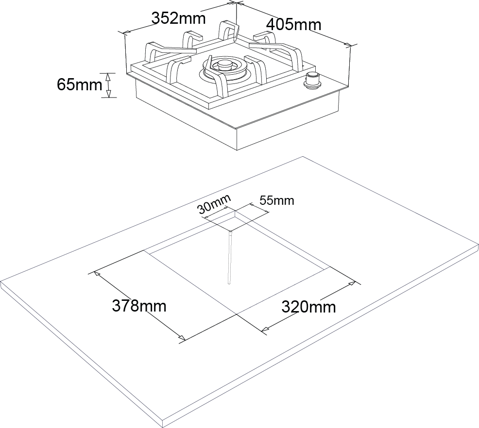 FIG301B1N/L 35.2cm Back Glass Gas Cooktop Franke Australia