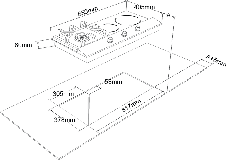 FIXG903B1N/L 85cm Glass Gas & Induction Cooktop Franke Australia