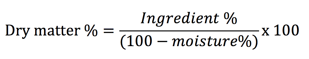Dry matter percentage equation