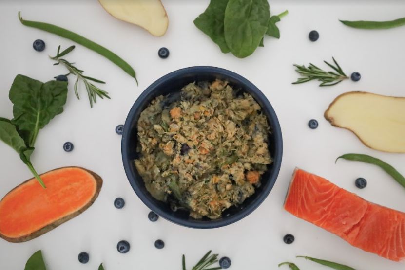 Kabo brand bowl of food for fresh cooked salmon recipe