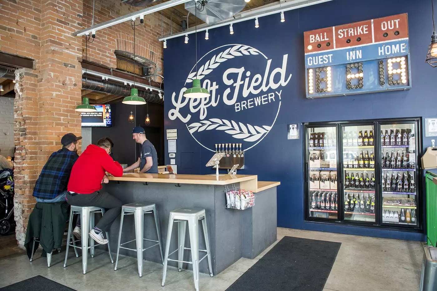 Left Field Brewery bottle shop with customers