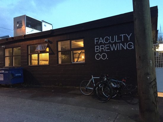 Faculty Brewing Co exterior night shot