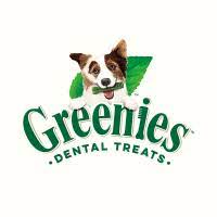 Greenies Dental Treats Logo with a dog eating a greenie