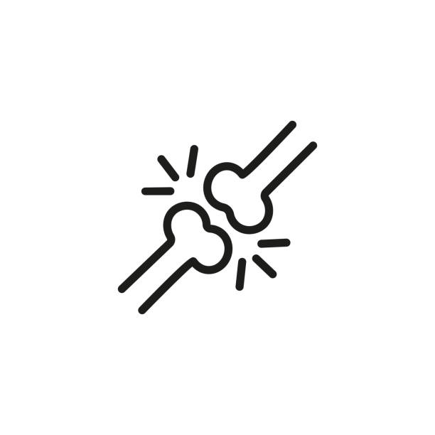 Joint pain icon Icon of joint pain. Bone, injury, illness. Arthritis concept. Can be used for topics like symptom, healthcare, anatomy dog joints stock illustrations