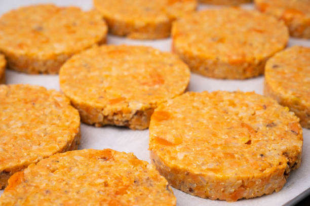 Vegan burgers preparation Vegan burgers preparation in restaruant pumpkin cheese cookies stock pictures, royalty-free photos & images