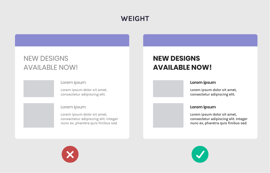 Visual Hierarchy with font weight