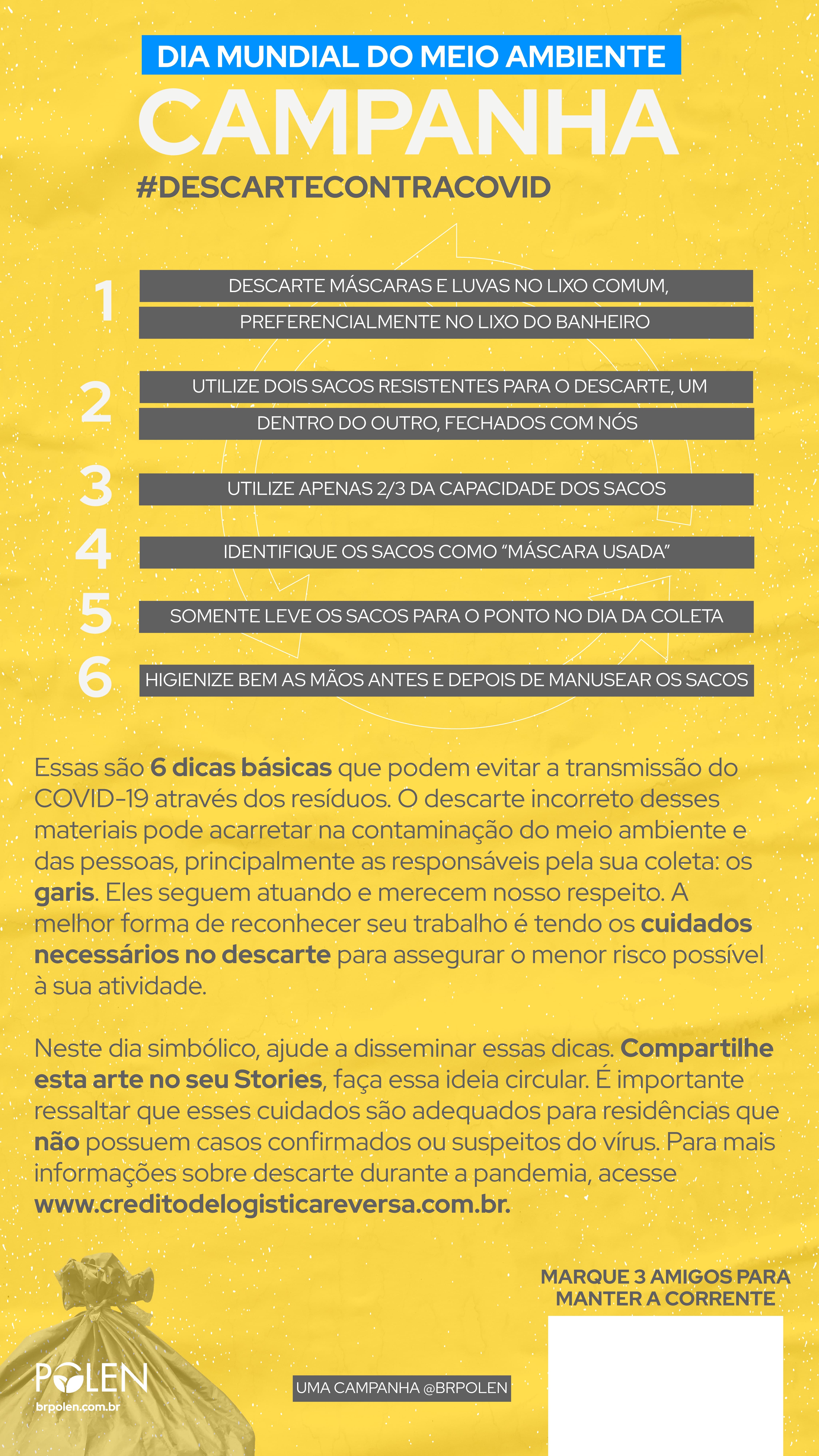 Arte promocional da campanha #DescarteContraCOVID