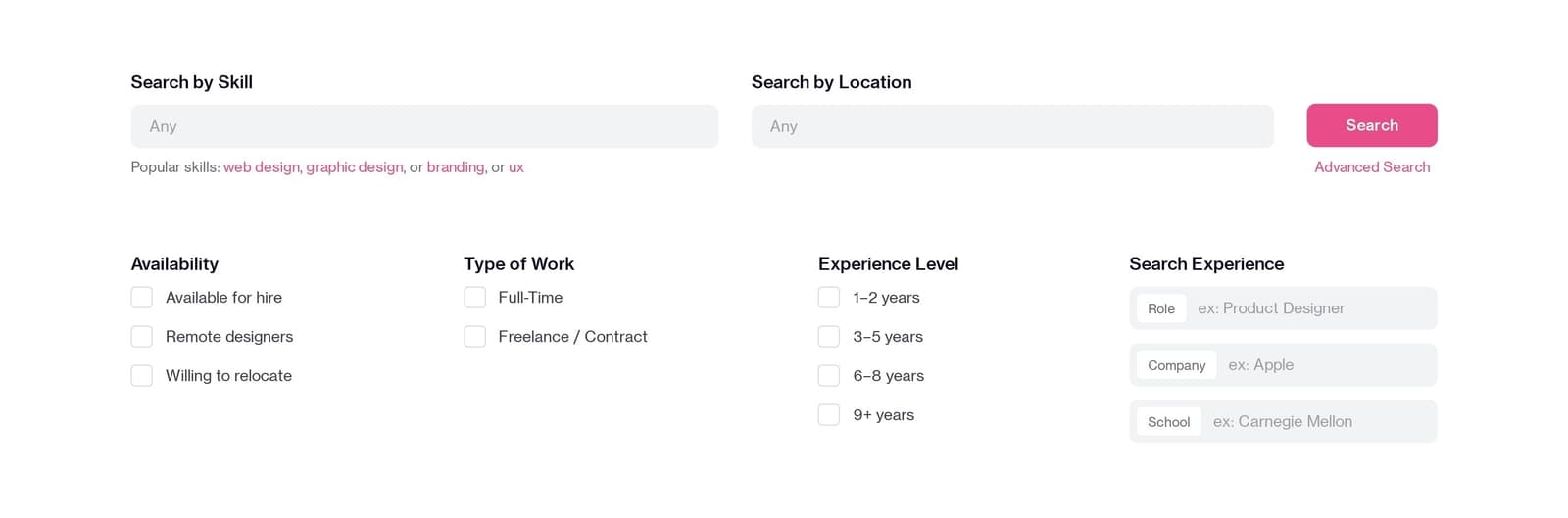 Search Designers with Filters UI/UX Patterns