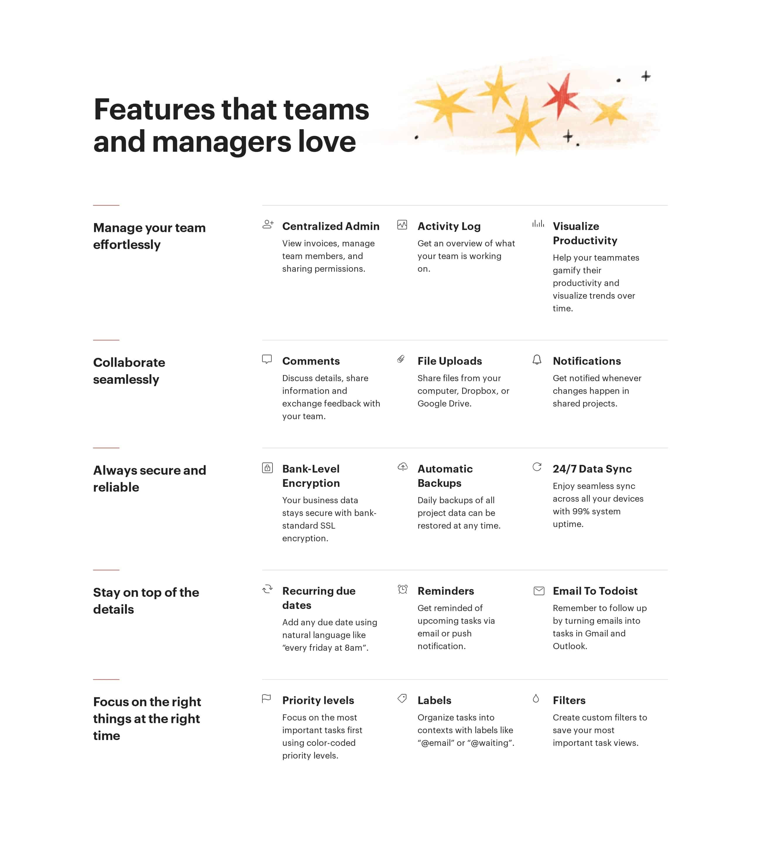 List Of Text Features With Category Subtitle UI UX Patterns