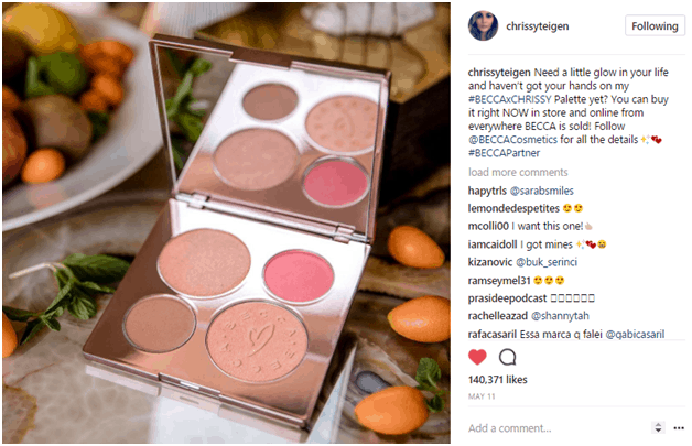 chrissyteigen - influencer marketing examples