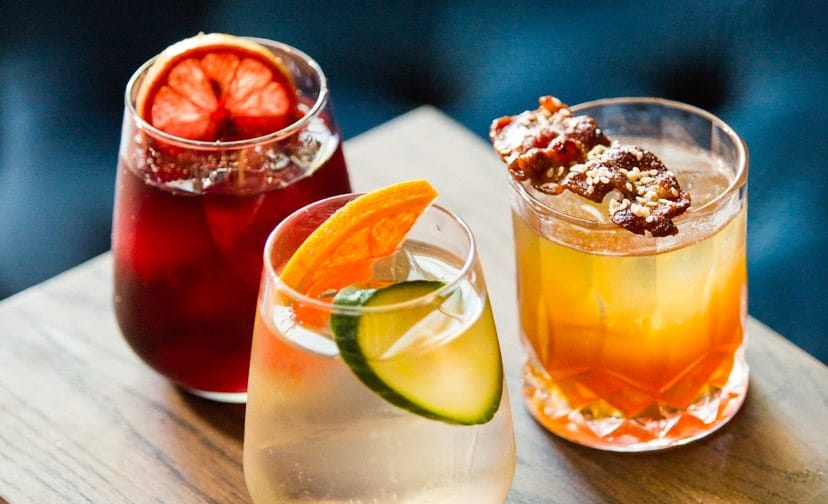 Images of cocktails served at the Cartel members club
